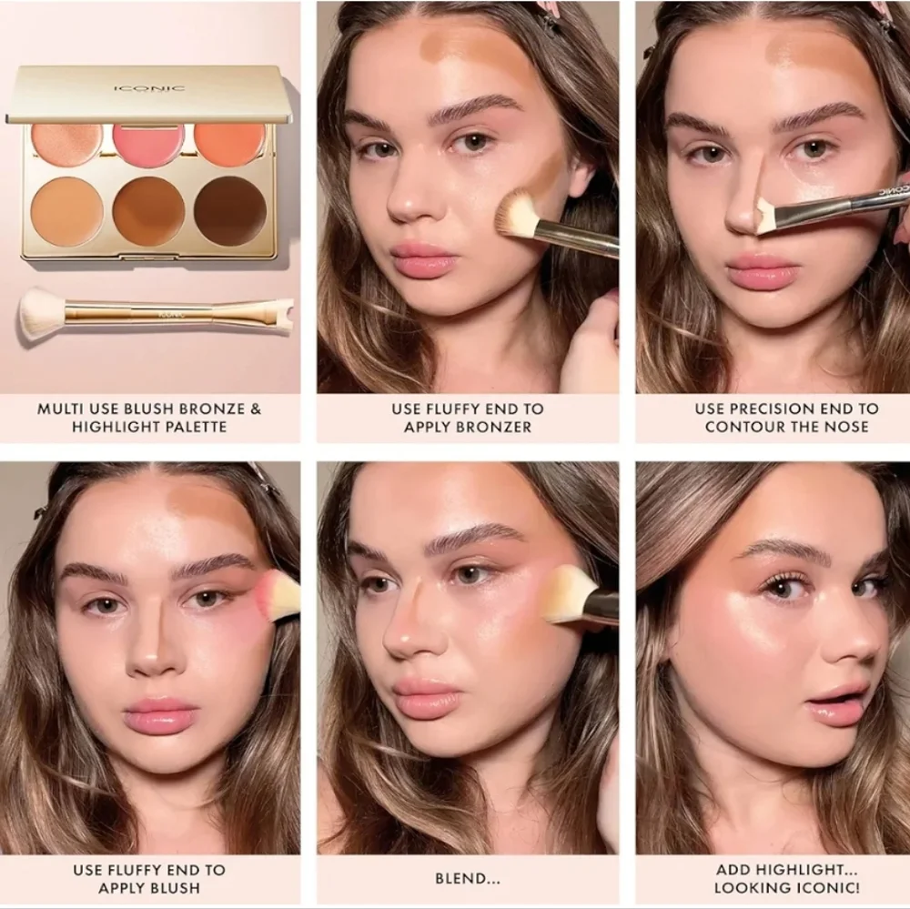 ICONIC LONDON Multi-Use Cream Blush, Bronze & Highlight Cream Palette